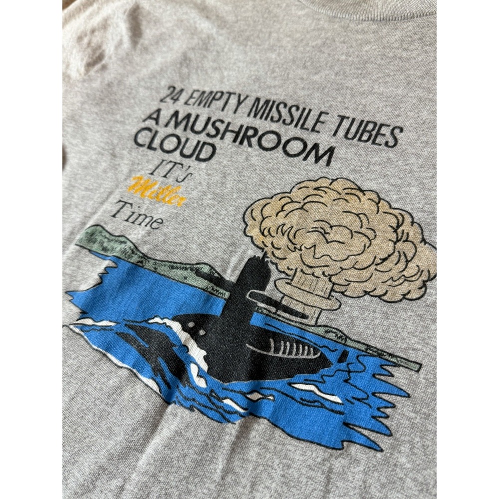 Vtg 1980s Screen Stars T Shirt Adult Small “it’s Miller Time” Single Stitch Gray